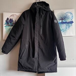 Noize Men's Mid Length Black Hooded Parka Small